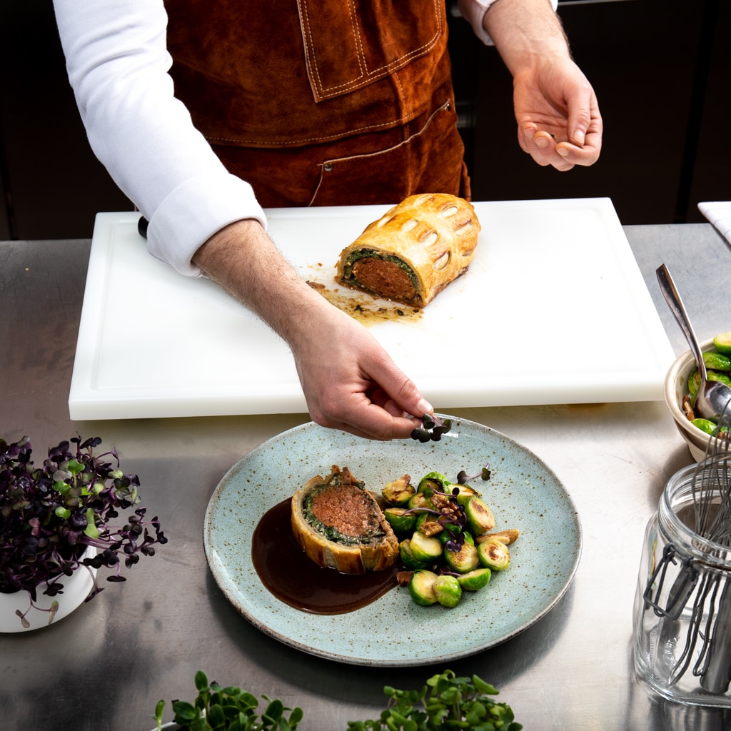 Veganes NoBeef Wellington für das Take Away Geschäft